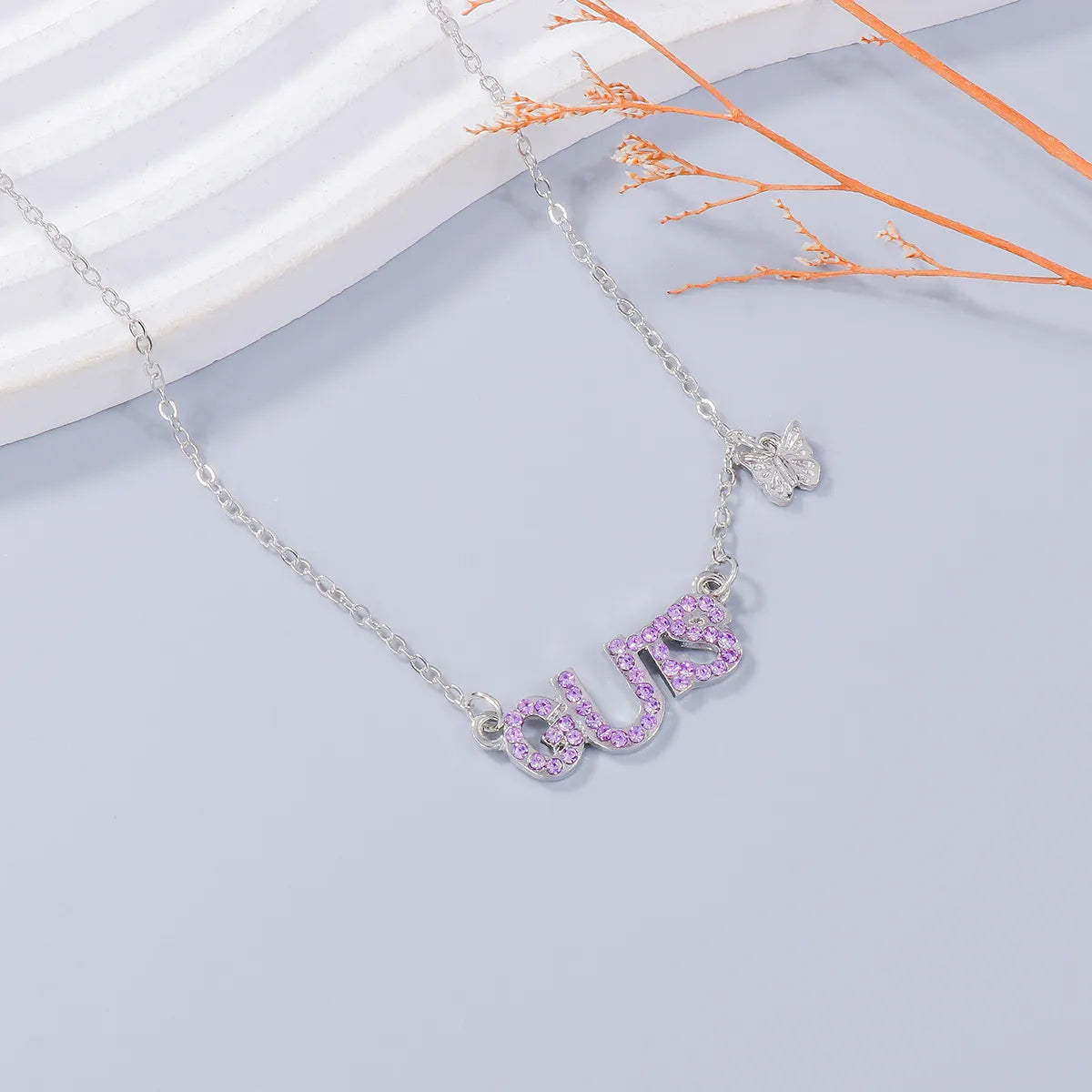 Casual Elegant Simple Style Letter Butterfly Glass Alloy Wholesale Necklace