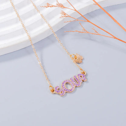 Casual Elegant Simple Style Letter Butterfly Glass Alloy Wholesale Necklace