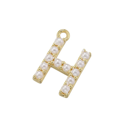 Casual Elegant Simple Style Letter Copper Plating Inlay Artificial Pearls 18k Gold Plated Charms