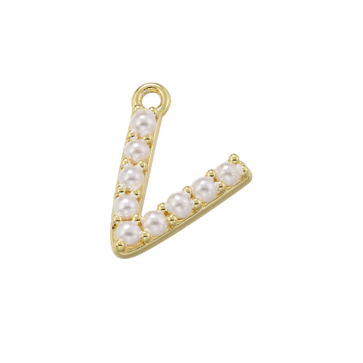 Casual Elegant Simple Style Letter Copper Plating Inlay Artificial Pearls 18k Gold Plated Charms