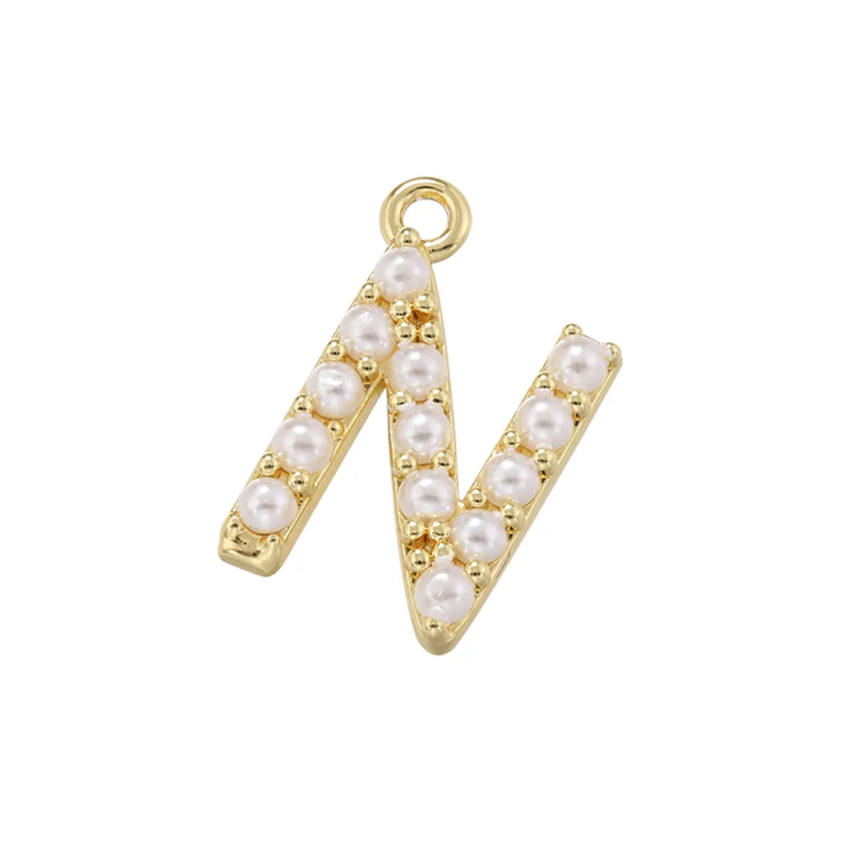 Casual Elegant Simple Style Letter Copper Plating Inlay Artificial Pearls 18k Gold Plated Charms