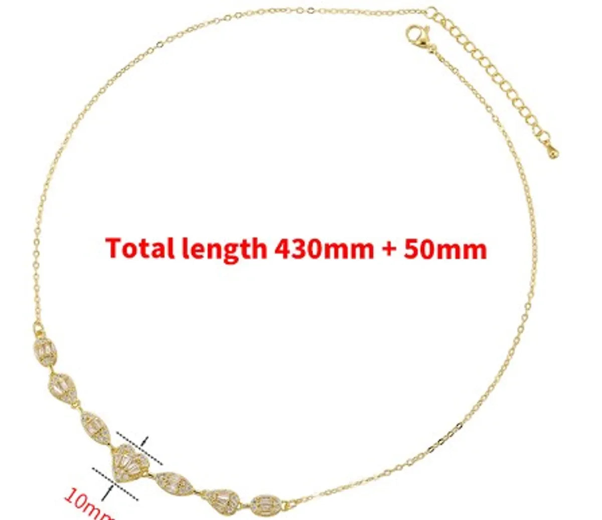 Casual Elegant Simple Style Solid Color Copper Plating Inlay Zircon 18k Gold Plated Necklace