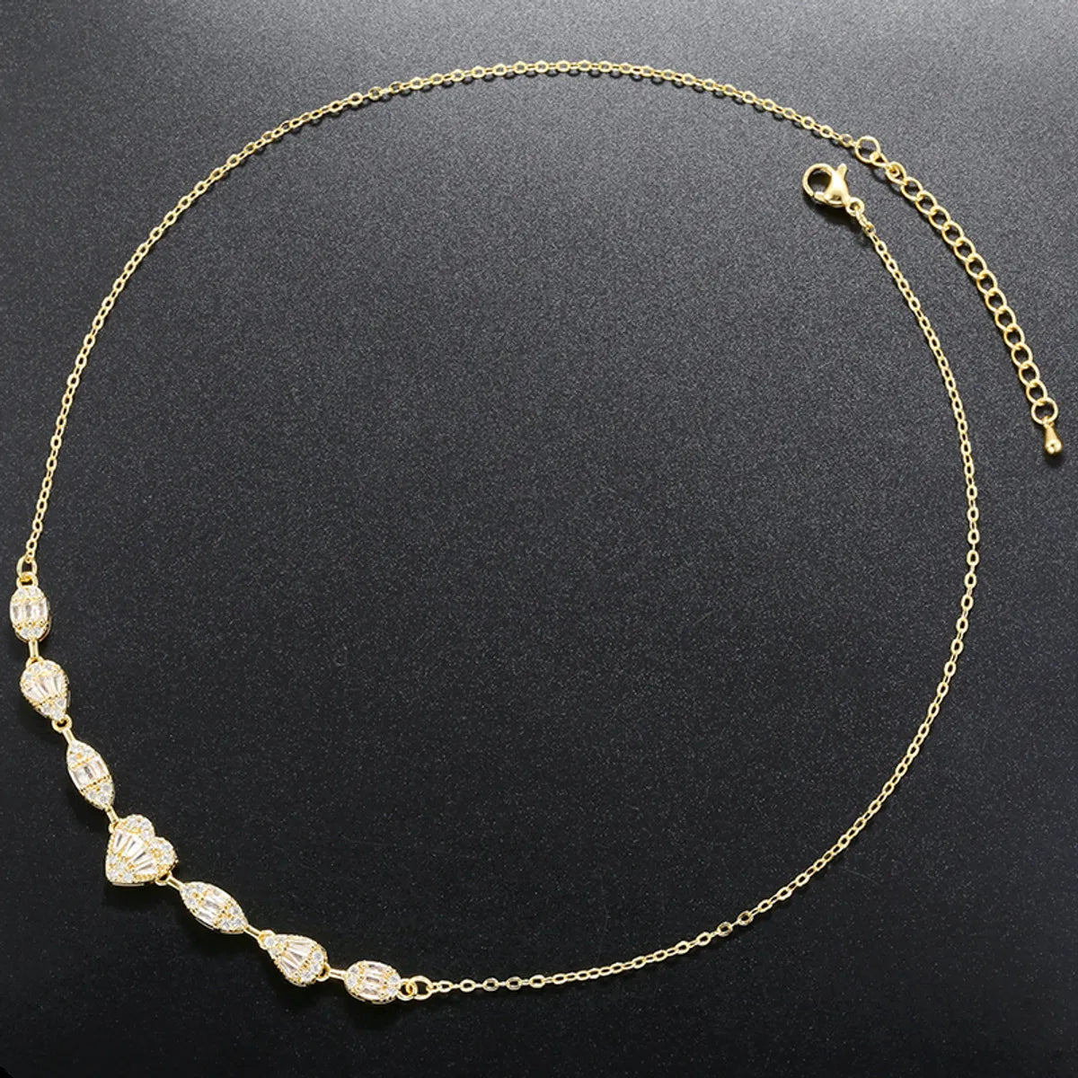 Casual Elegant Simple Style Solid Color Copper Plating Inlay Zircon 18k Gold Plated Necklace