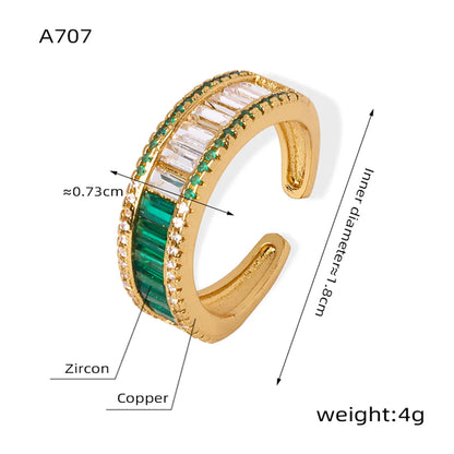 Casual Elegant Simple Style Solid Color Copper Plating Inlay Zircon 18k Gold Plated Open Rings