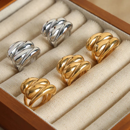 Wholesale Jewelry Casual Elegant Simple Style Water Droplets Titanium Steel 18K Gold Plated Plating Rings