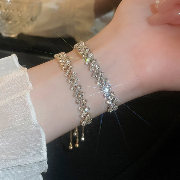 Casual Elegant Solid Color Alloy Plating Inlay Artificial Rhinestones 14k Gold Plated Women's Bracelets
