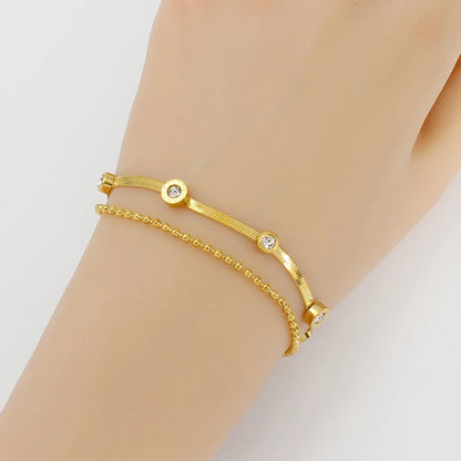 Casual Elegant Solid Color 304 Stainless Steel 18K Gold Plated Bracelets In Bulk