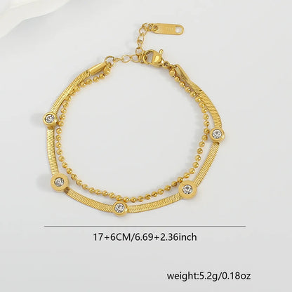 Casual Elegant Solid Color 304 Stainless Steel 18K Gold Plated Bracelets In Bulk