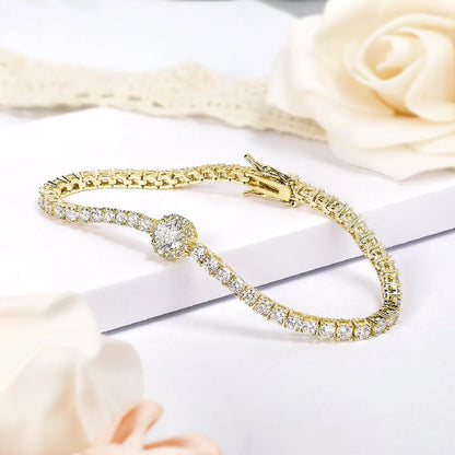 Casual Elegant Solid Color Copper Brass 18k Gold Plated Gold Plated Zircon Bracelets In Bulk