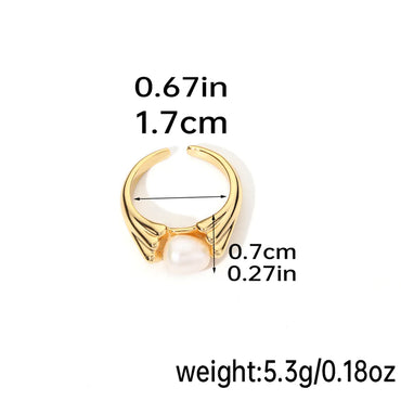 Casual Elegant Solid Color Copper Plating Inlay Freshwater Pearl 18k Gold Plated Silver Plated Rings