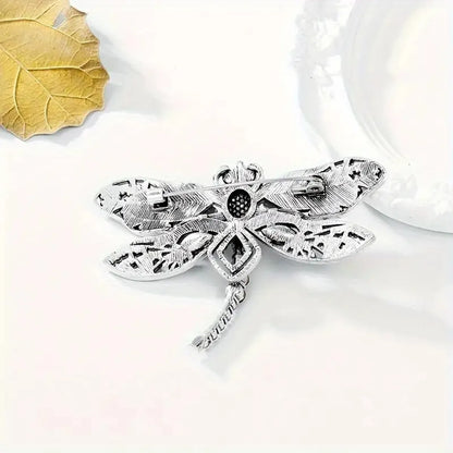 Casual Elegant Sports Dragonfly Alloy Inlay Artificial Rhinestones Glass Stone Women'S Scarf Ring Brooches 1 Piece