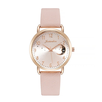 Casual Elegant Star Moon Buckle Quartz Women'S Watches