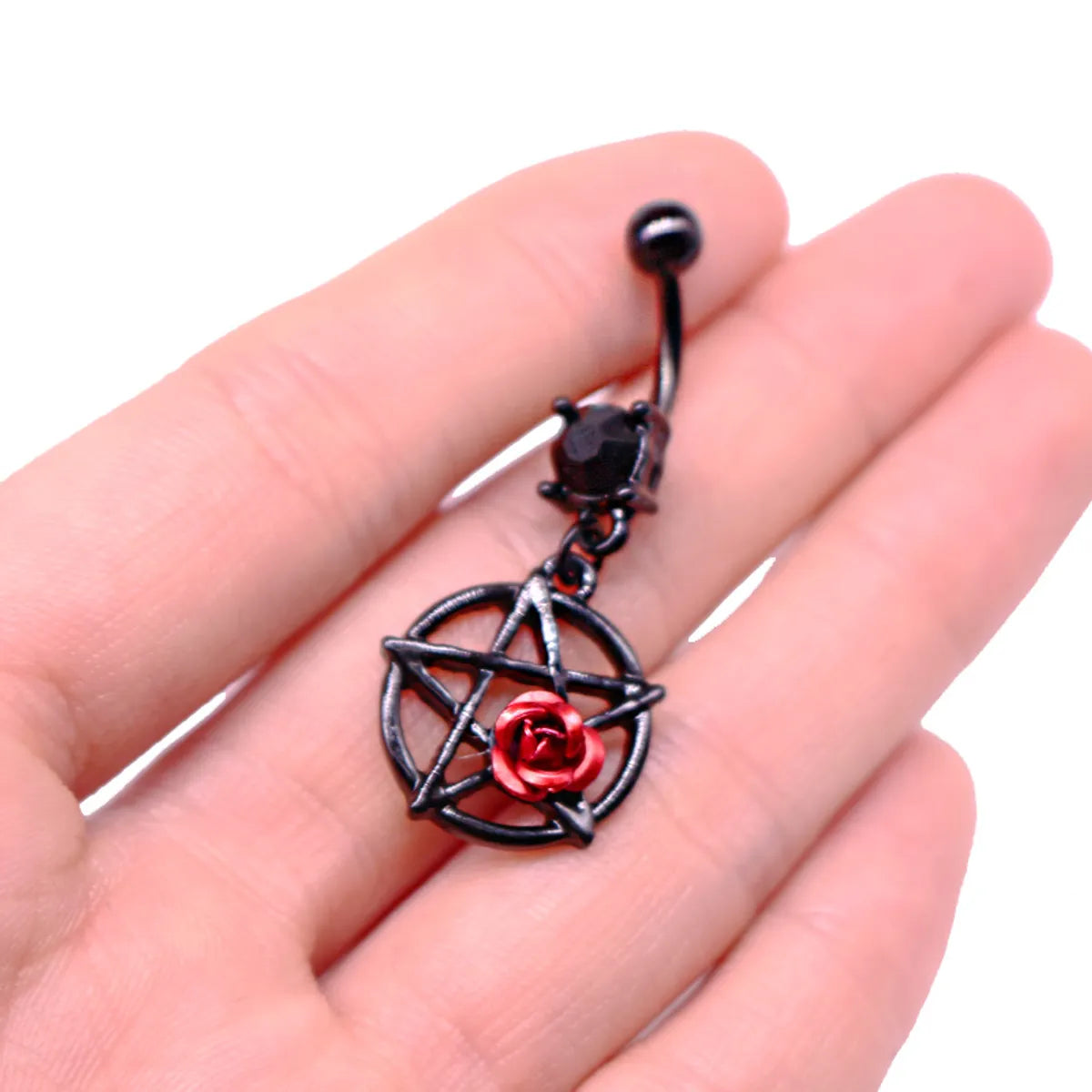 Casual Elegant Star Rose Stainless Steel Alloy White Gold Plated Gold Plated Rhinestones Belly Ring In Bulk