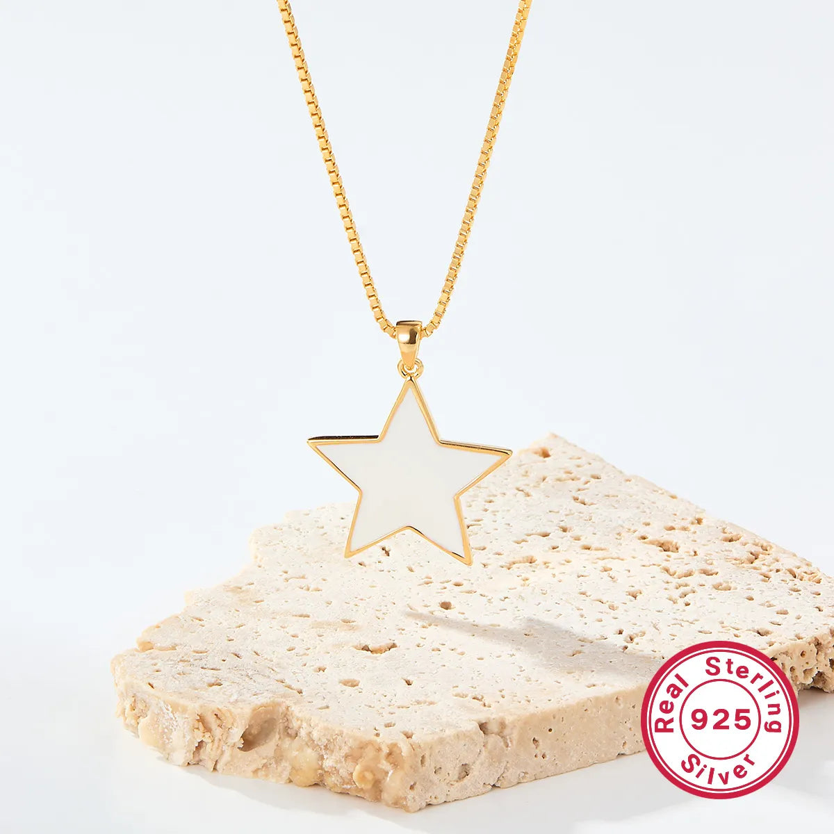 Casual Elegant Star Sterling Silver Plating 18k Gold Plated Pendant Necklace