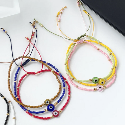 Casual Ethnic Style Eye Beaded Glass Unisex Bracelets