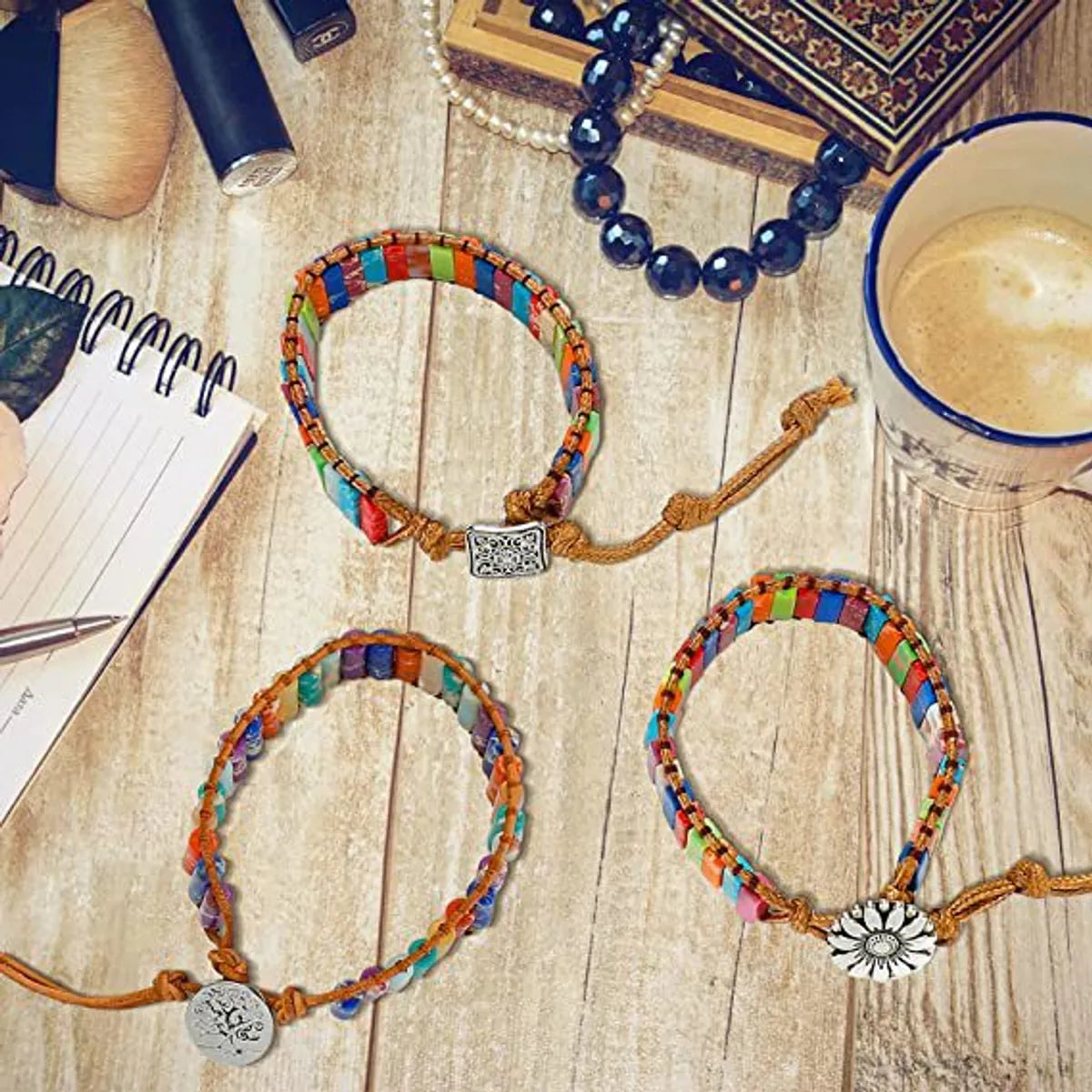 Casual Ethnic Style Geometric Emperor Stone Rope Knitting Drawstring Bracelets