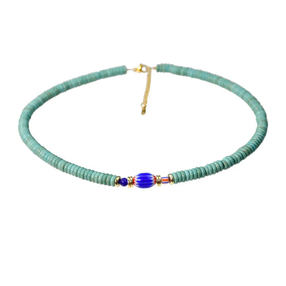 Casual Ethnic Style Geometric Turquoise Beaded Gold Plated Necklace