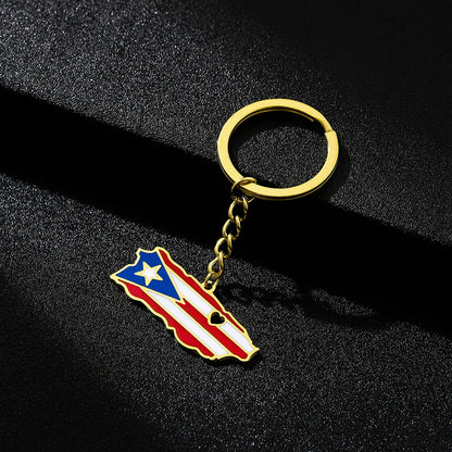 Casual Ethnic Style National Flag 201 Stainless Steel Enamel 18K Gold Plated Bag Pendant Keychain