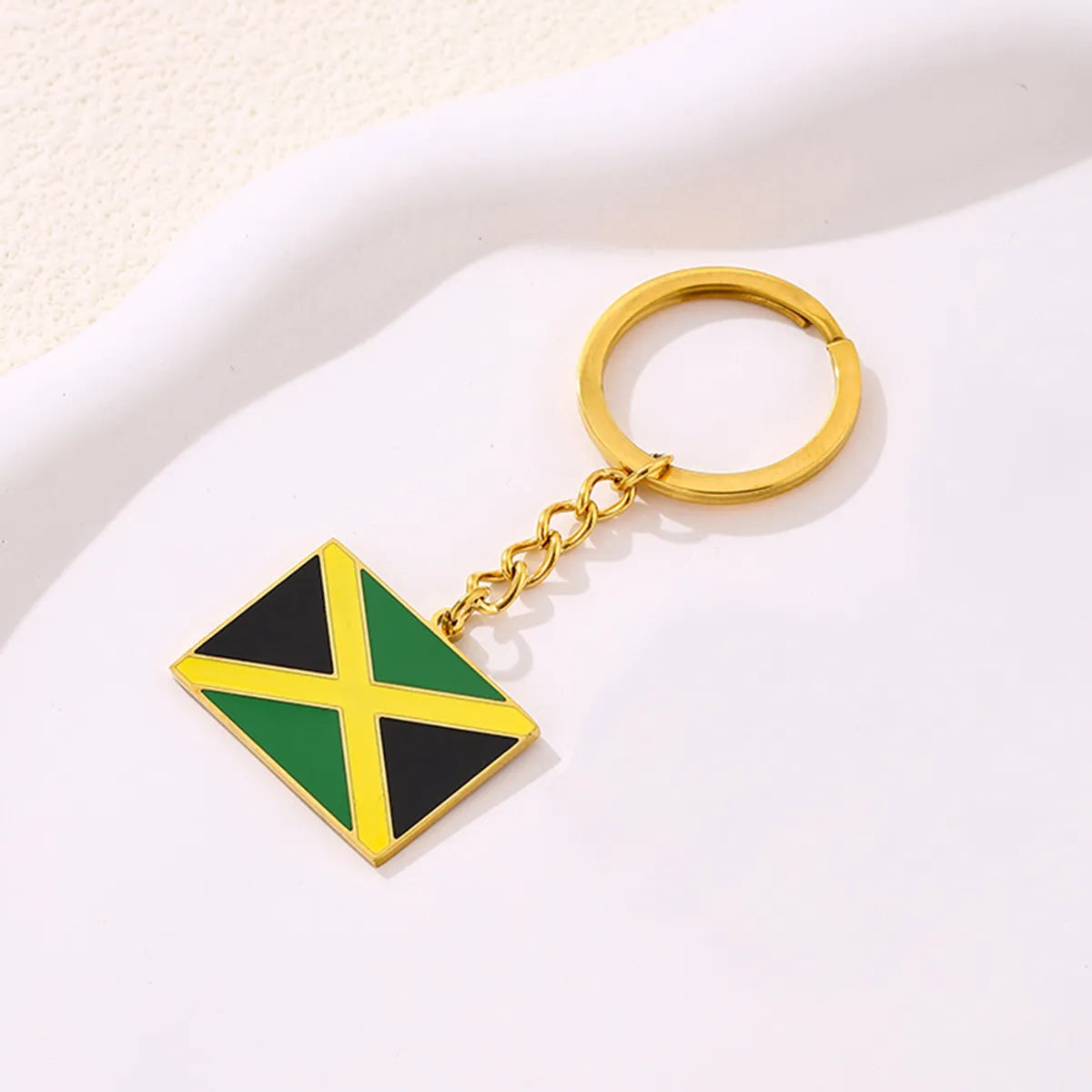 Casual Ethnic Style National Flag 201 Stainless Steel Enamel 18K Gold Plated Bag Pendant Keychain