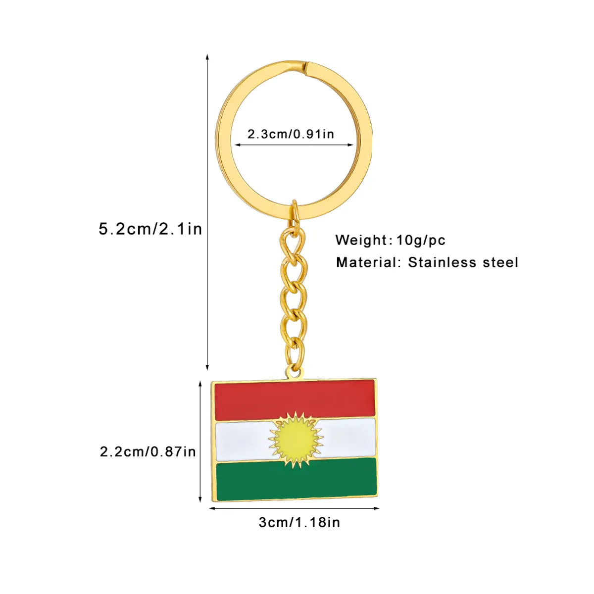 Casual Ethnic Style National Flag 201 Stainless Steel Enamel 18K Gold Plated Bag Pendant Keychain