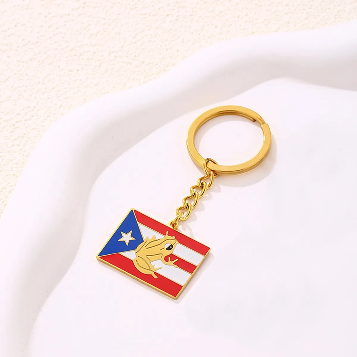 Casual Ethnic Style National Flag 201 Stainless Steel Enamel 18K Gold Plated Bag Pendant Keychain