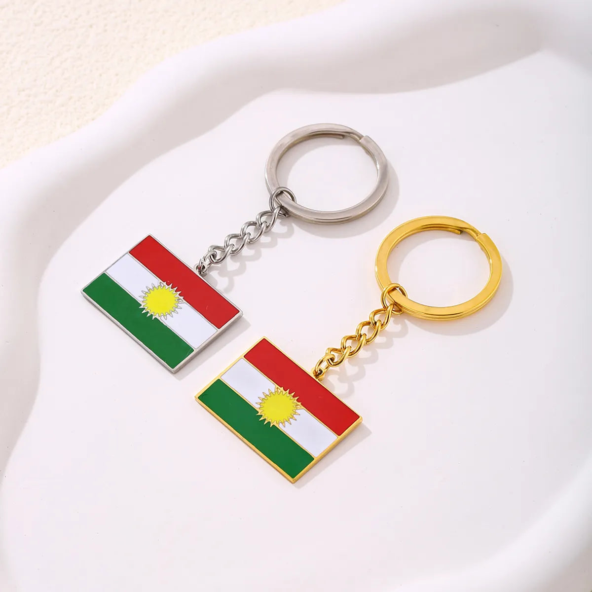 Casual Ethnic Style National Flag 201 Stainless Steel Enamel 18K Gold Plated Bag Pendant Keychain