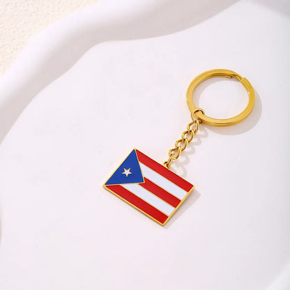 Casual Ethnic Style National Flag 201 Stainless Steel Enamel 18K Gold Plated Bag Pendant Keychain