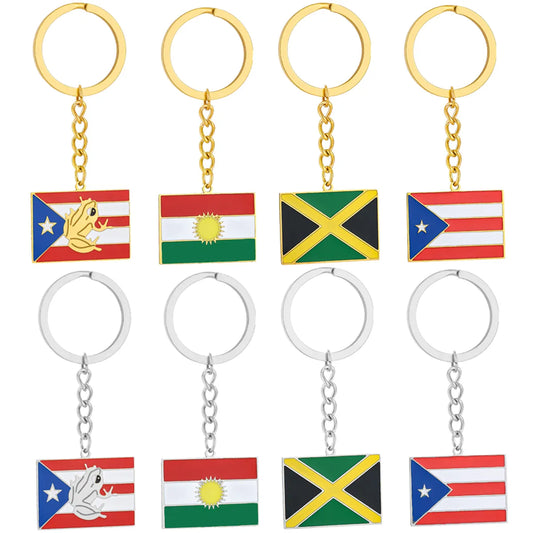 Casual Ethnic Style National Flag 201 Stainless Steel Enamel 18K Gold Plated Bag Pendant Keychain