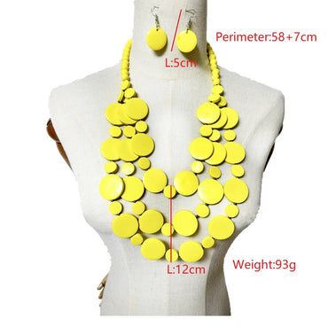 Casual Ethnic Style Round Wood Stoving Varnish Women'S Jewelry Set