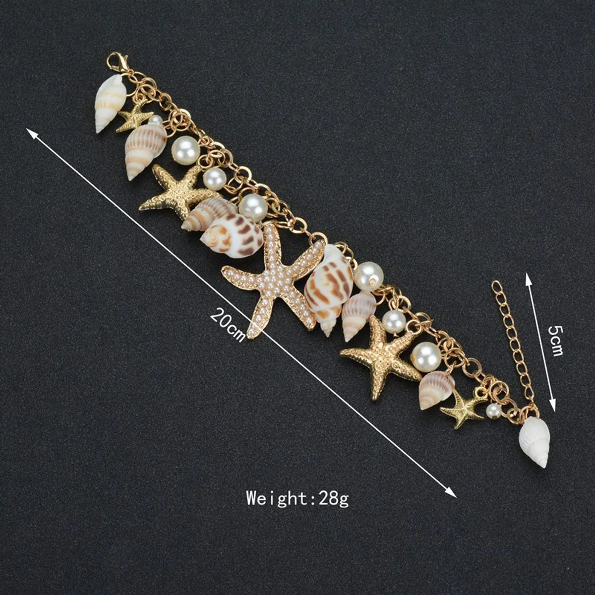 Casual Ethnic Style Starfish Shell Pearl Shell Zinc Alloy Wholesale Bracelets