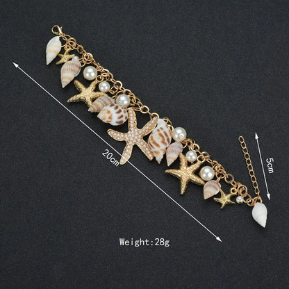 Casual Ethnic Style Starfish Shell Pearl Shell Zinc Alloy Wholesale Bracelets