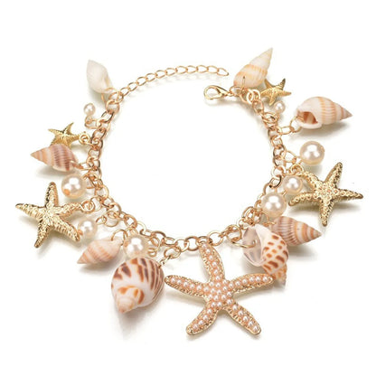 Casual Ethnic Style Starfish Shell Pearl Shell Zinc Alloy Wholesale Bracelets