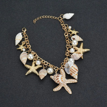 Casual Ethnic Style Starfish Shell Pearl Shell Zinc Alloy Wholesale Bracelets