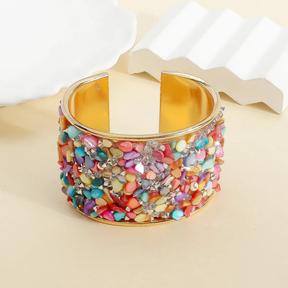 Casual Exaggerated Bohemian Ditsy Floral Alloy Gravel Wholesale Cuff Bracelets