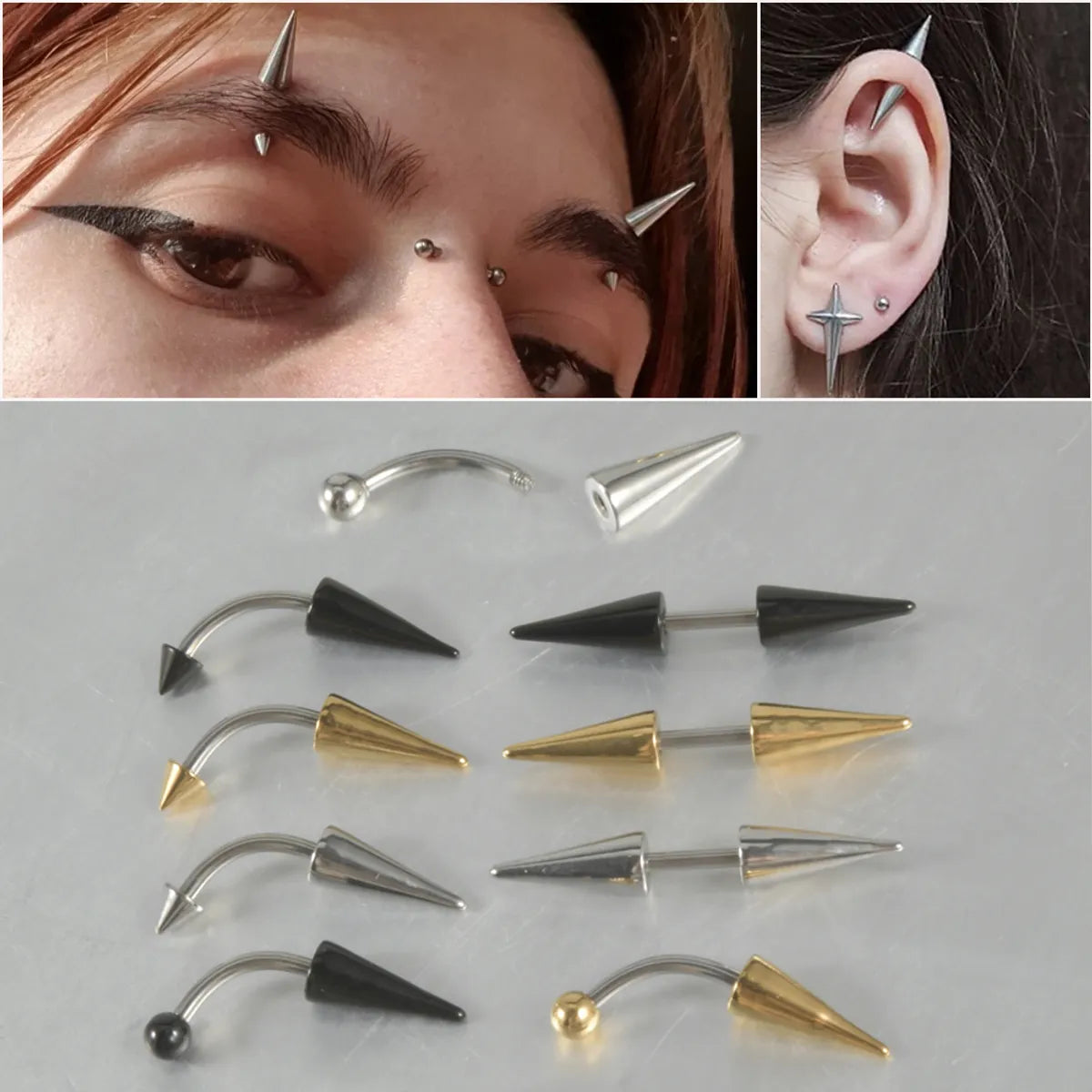 Casual Exaggerated Simple Style Solid Color Stainless Steel Eyebrow Nails Ear Studs In Bulk