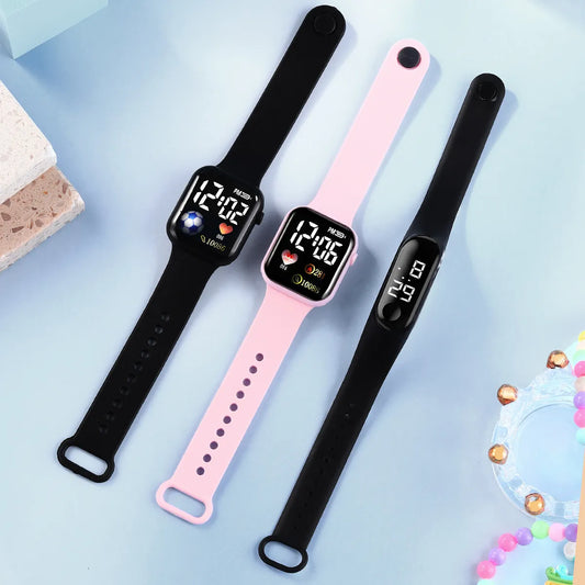 Casual Fitness Simple Style Solid Color Buckle Electronic Women'S Watches