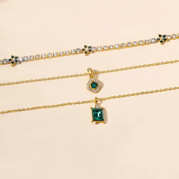 Casual Flower Alloy Inlay Rhinestones Women'S Layered Necklaces