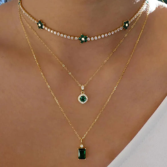 Casual Flower Alloy Inlay Rhinestones Women'S Layered Necklaces