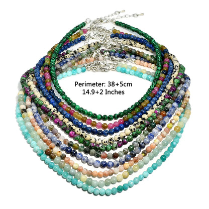 Casual Geometric 304 Stainless Steel Artificial Gemstones Natural Stone Beaded Silver Plated Women'S Necklace