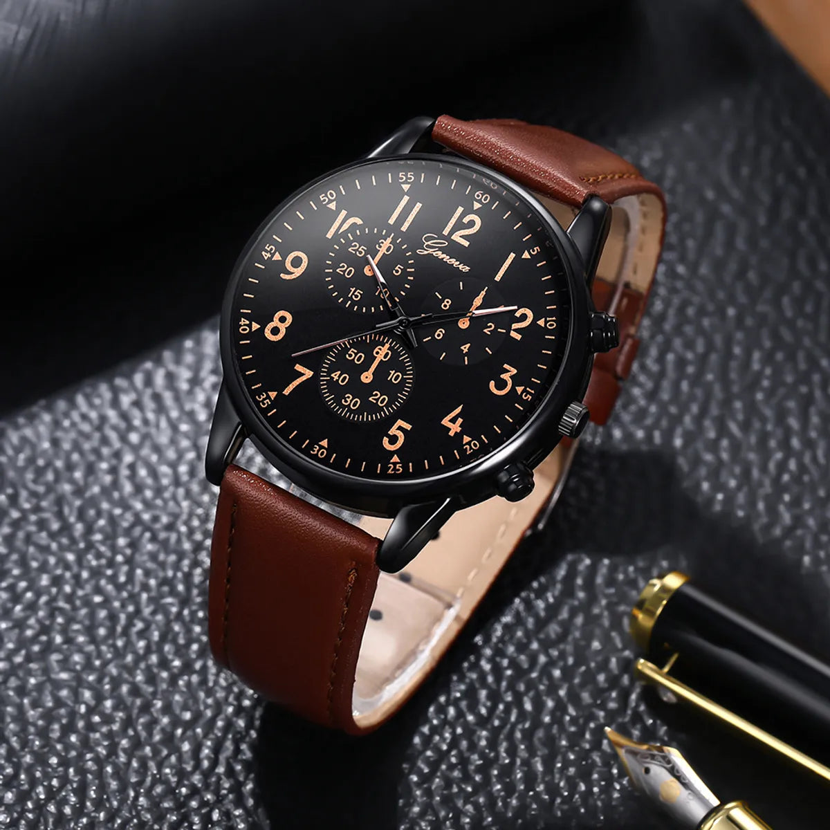 Casual Geometric Buckle Quartz Men'S Watches