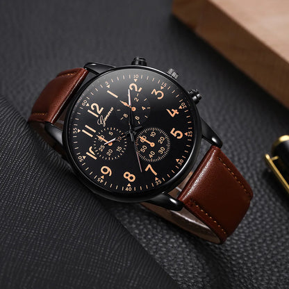 Casual Geometric Buckle Quartz Men'S Watches