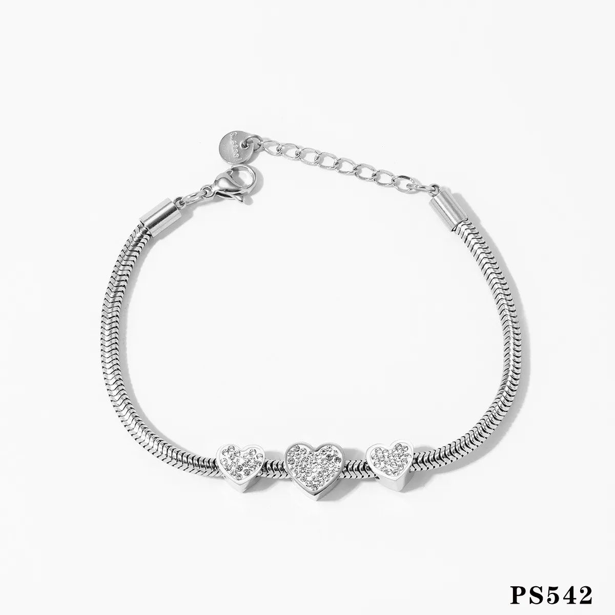 Casual Geometric Heart Shape 304 Stainless Steel 16K Gold Plated White Gold Plated Gold Plated Zircon Bracelets In Bulk