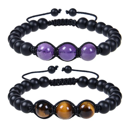 Casual Geometric Natural Stone Frosted Stone Amethyst Handmade Bracelets