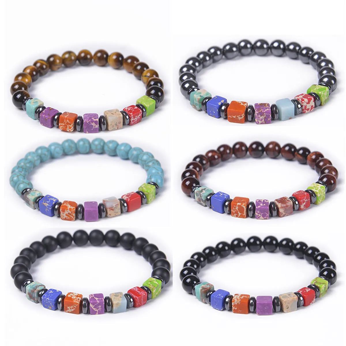 Casual Geometric Natural Stone Turquoise Tiger Eye Bracelets