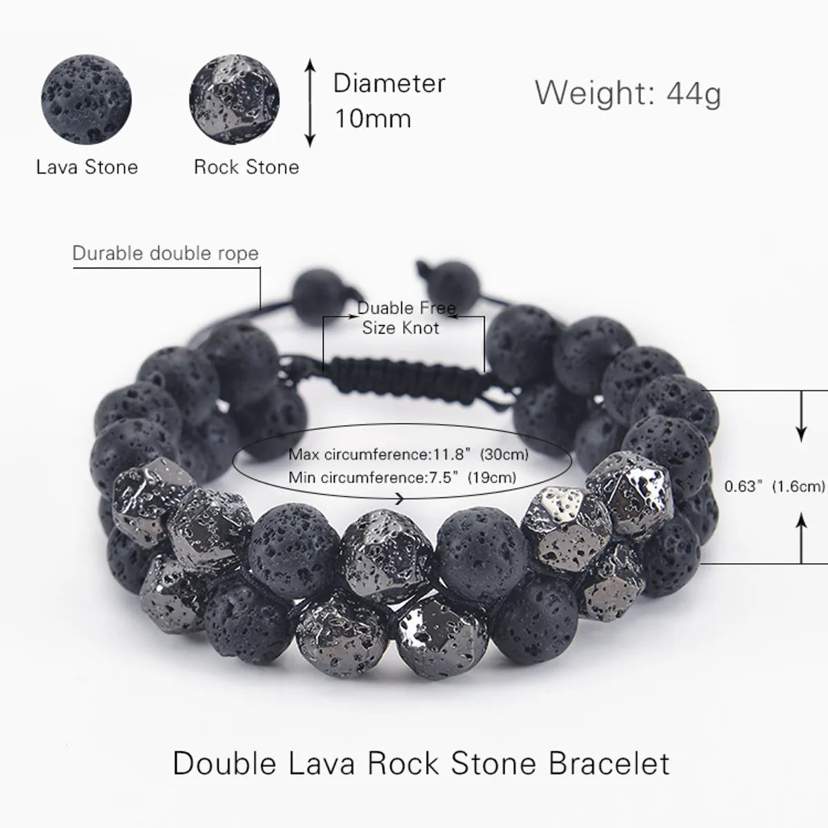 Casual Geometric Natural Stone Volcanic Rock Bracelets