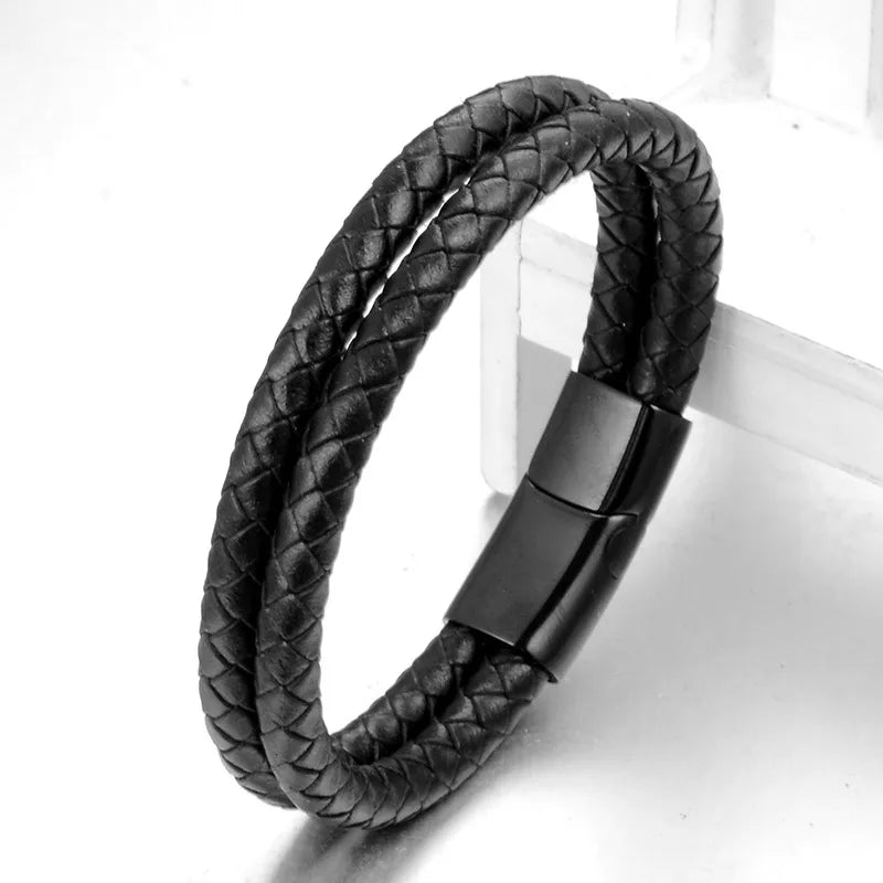 Casual Geometric Pu Leather None 18K Gold Plated Men'S Bracelets