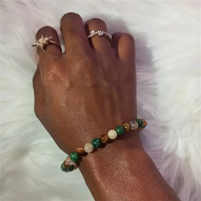 Casual Geometric Round Artificial Crystal Natural Stone Malachite Wholesale Bracelets