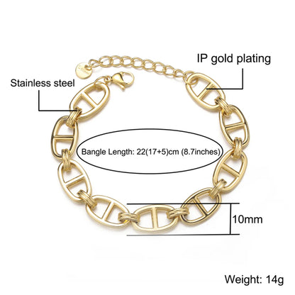 Casual Geometric Solid Color 304 Stainless Steel Hollow Out 18K Gold Plated Unisex Bracelets