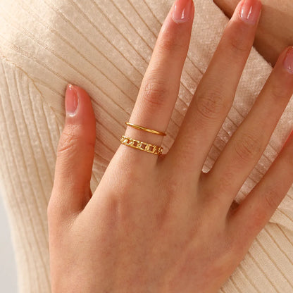 Casual Geometric Stainless Steel Plating Chain 18k Gold Plated Open Ring