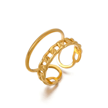 Casual Geometric Stainless Steel Plating Chain 18k Gold Plated Open Ring